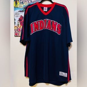 Vintage MLB True Fan Cleveland Indians Pullover Sewn Baseball Jersey 2X